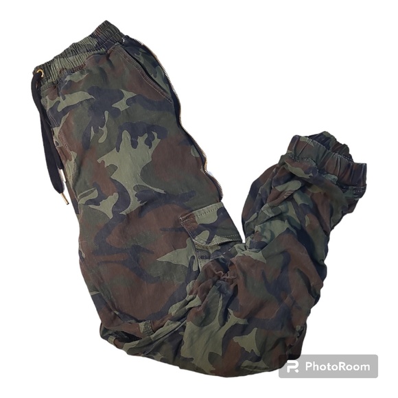 Rock Salt Ruched Camo Cargo Drawstring Pants Size Large - Picture 7 of 7